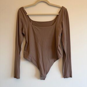 Lululemon Wundermost Nulu Square Neck Bodysuit Taupetastic Long Sleeve Size L
